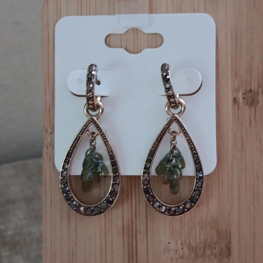 Monet Gold Tone Large Tear Drop Dangle Earrings